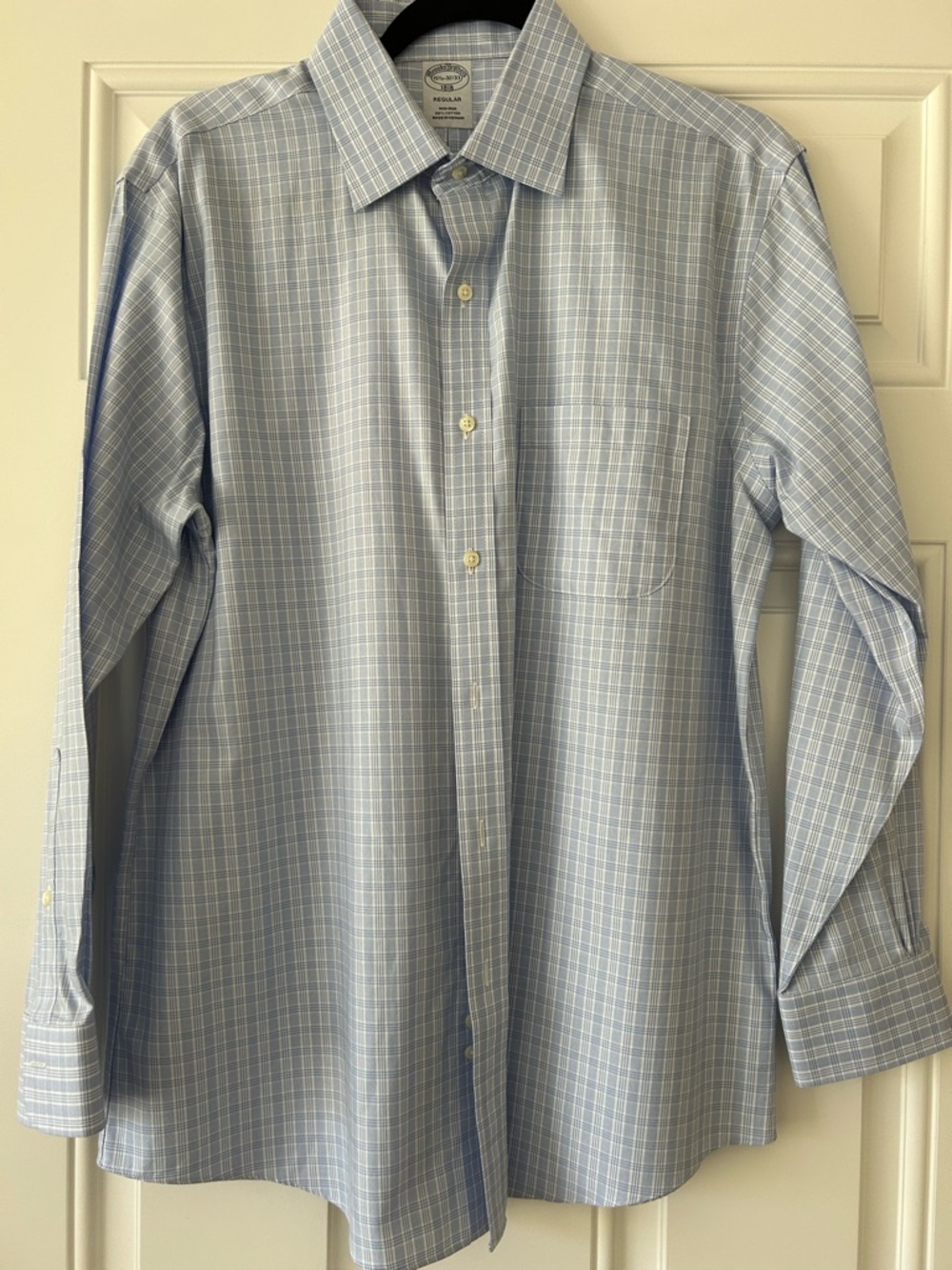 Brooks Brothers Light Blue Windowpane Check Dress Shirt